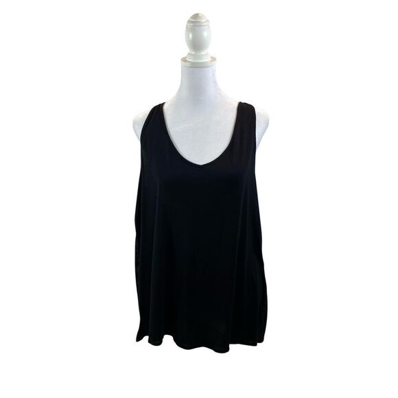 Halogen Brand Medium Black Sleeveless Mixed Media Blouse - Picture 2 of 10